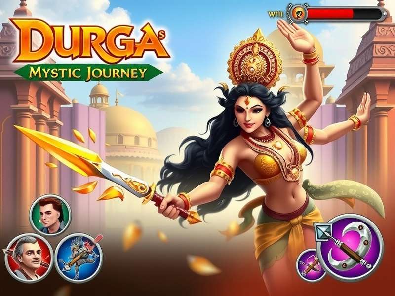 Durga S Mystic Journey game cover featuring goddess Durga in battle stance